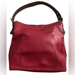 Joy Susan Classic Hobo Scarlett Red Vegan Leather Handbag